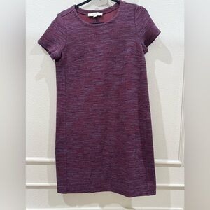 LOFT Women’s S Plum Short Sleeve Knit Winter Sweater Blend Tunic Shift Dress